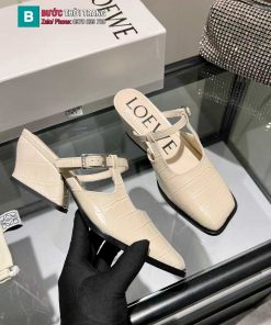 Giày cao gót LOEWE màu be mũi vuông cao cấp