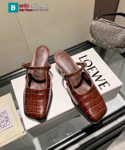 Giày cao gót LOEWE màu nâu mũi vuông cao cấp