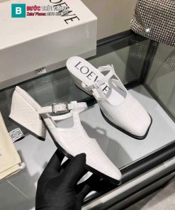 Giày cao gót LOEWE màu trắng ngà mũi vuông cao cấp