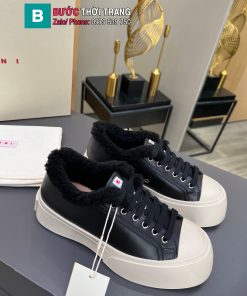 Giày thể thao MARNI màu đen cổ lót lông sang trọng đế 4cm