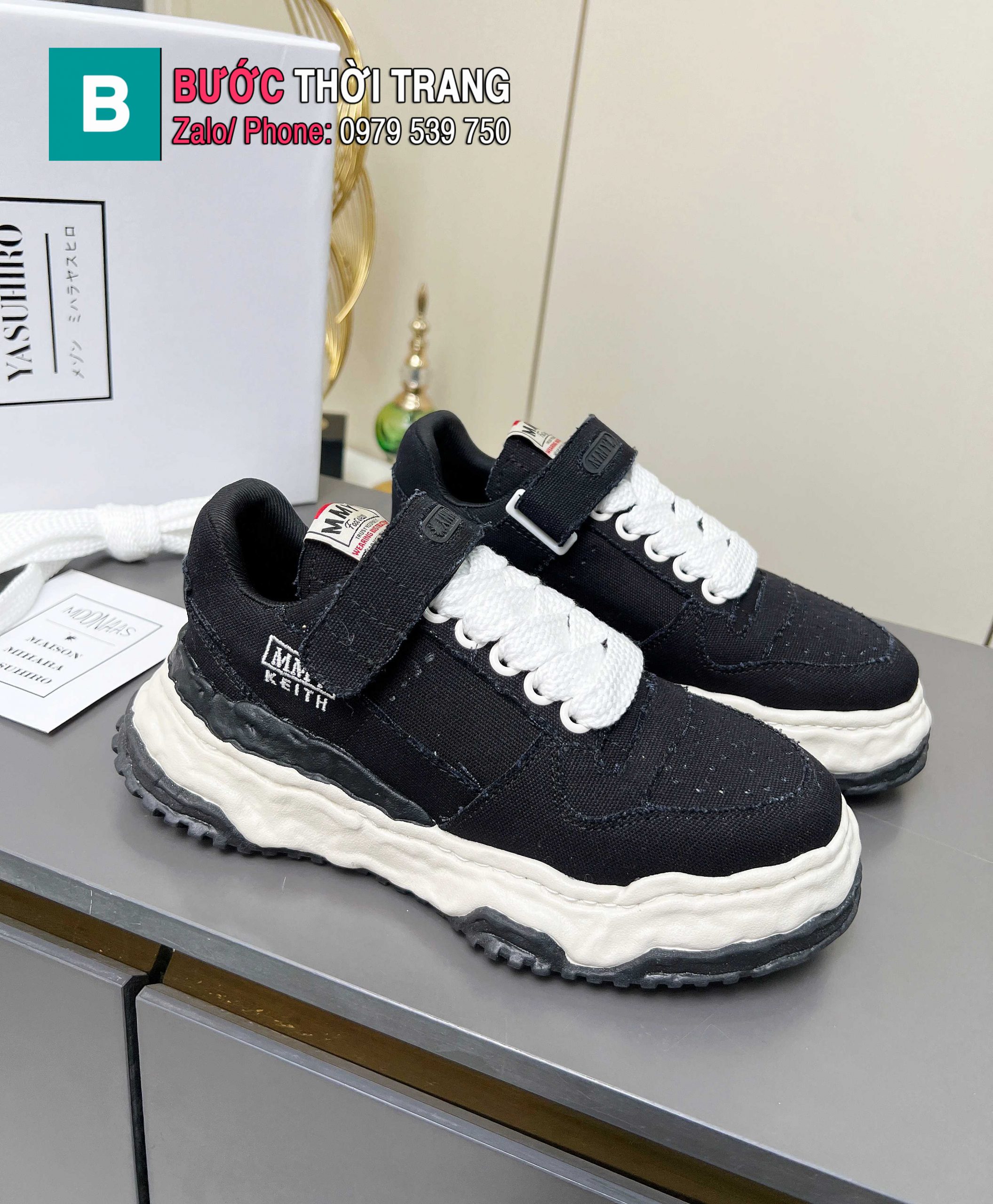 Giày thể thao sneaker MMY.Mihara Yasuhiro màu đen viền trắng đế cao su êm chân cực mượt