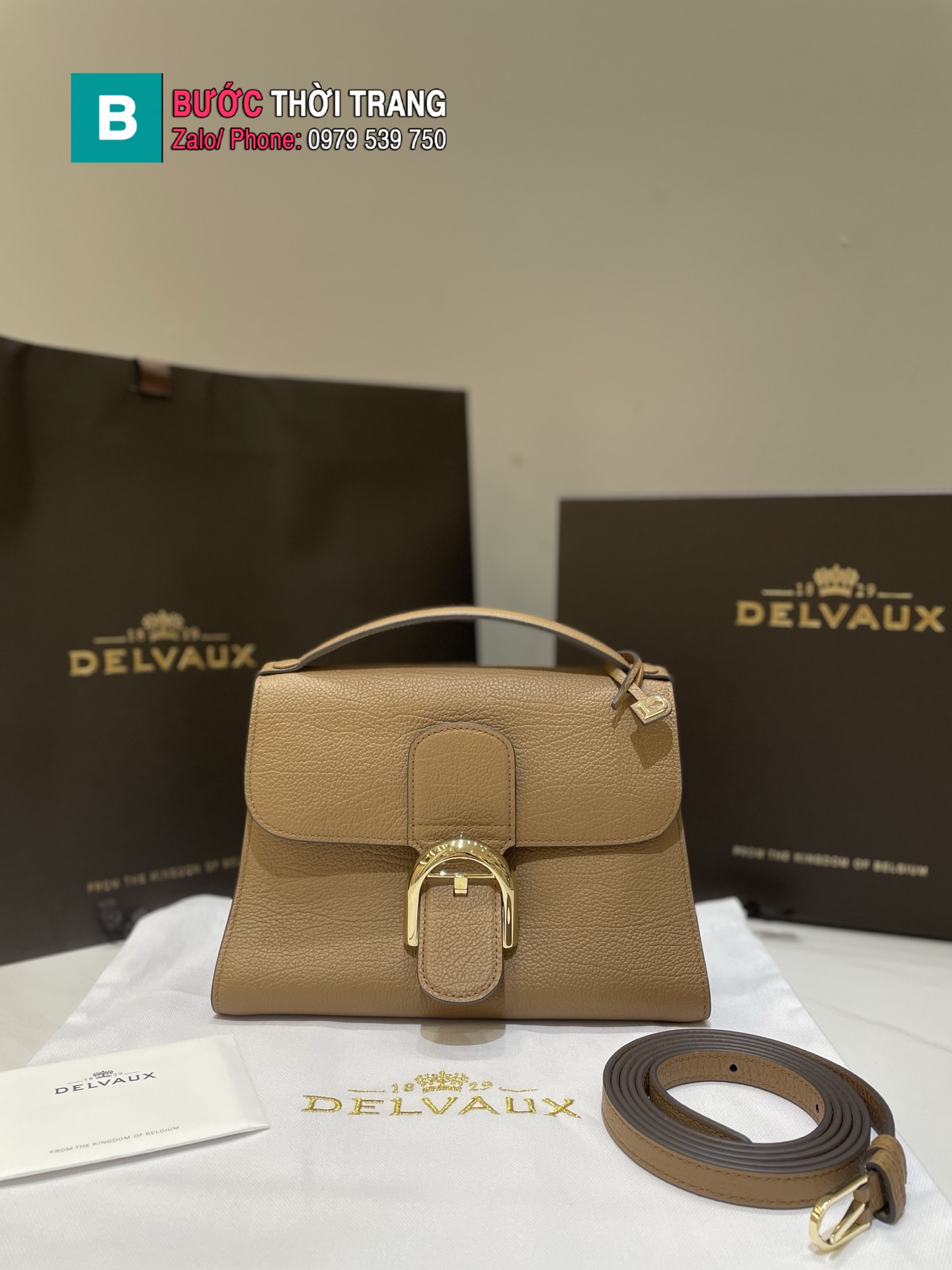Túi xách DELVAUX TEMPO cao cấp màu nâu size 23x17x6 cm