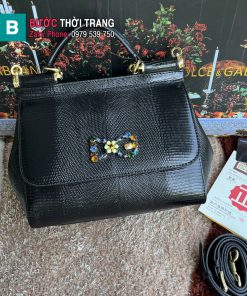 Túi xách Dolce & Gabbana siêu cấp màu đen size 25 cm đính đá