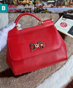 Túi xách Dolce & Gabbana siêu cấp màu đỏ size 25 cm đính đá