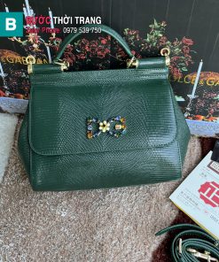 Túi xách Dolce & Gabbana siêu cấp màu xanh lá size 25 cm đính đá