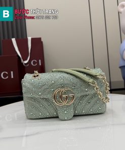 Túi xách GG Marmont màu xanh cao cấp size 26 cm và 22 cm đính ngọc lấp lánh