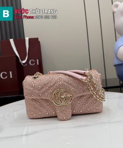 Túi xách GG Marmont màu hồng nude cao cấp size 26 cm và 22 cm đính ngọc lấp lánh