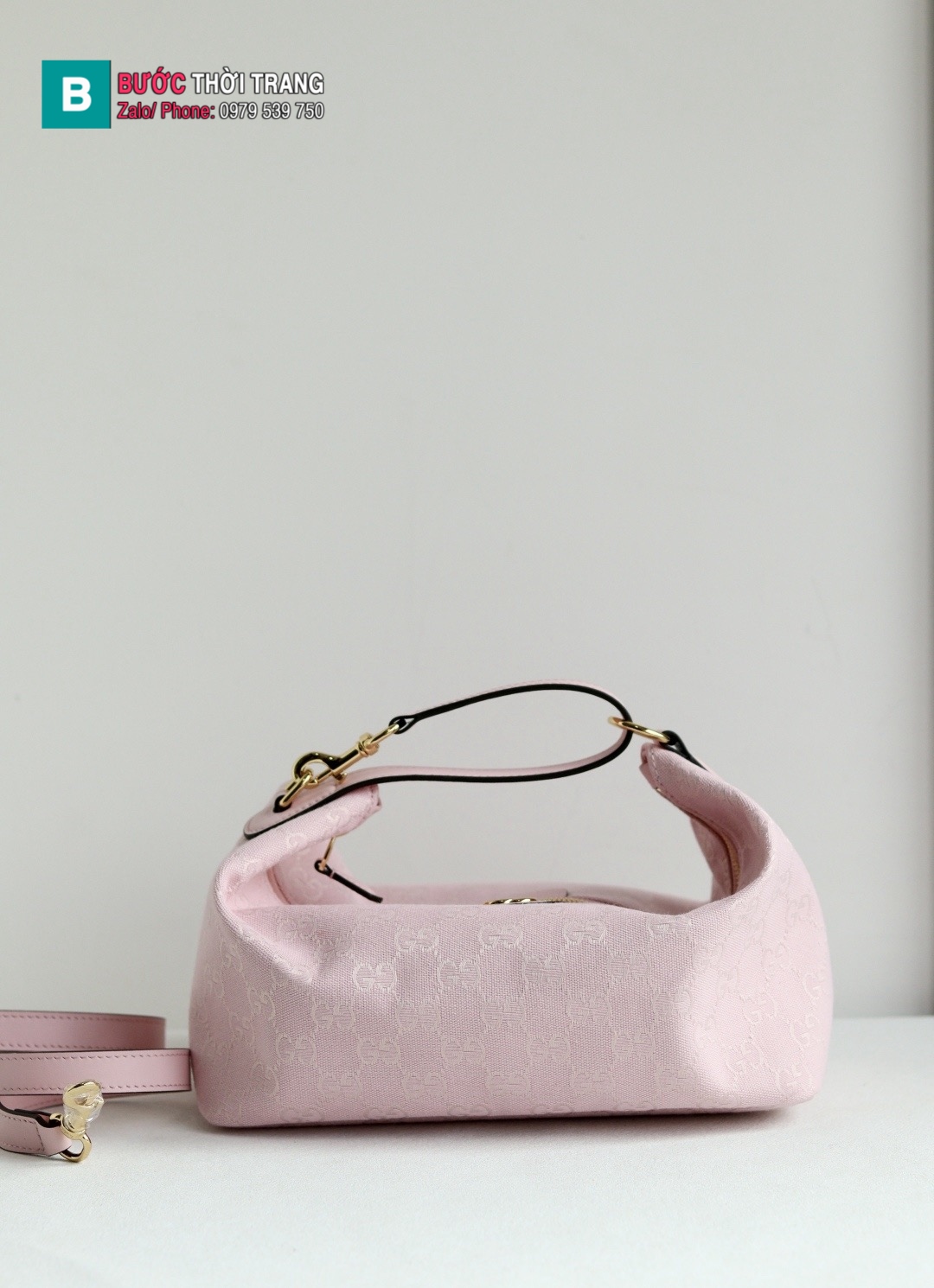 Túi xách GUCCI Vanity canvas màu hồng nhạt size 27.5x13x14.5 cm túi mềm