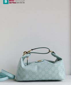 Túi xách GUCCI Vanity canvas màu xanh nhạt size 27.5x13x14.5 cm túi mềm