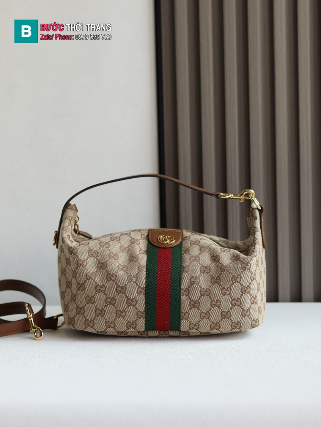 Túi xách GUCCI Vanity canvas màu nâu size 27.5x13x14.5 cm túi mềm