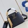 Túi xách LV CAPUCINES màu đen cao cấp size 21 cm nổi bật với chi tiết tua rua kim loại lấp lánh