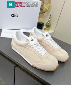 Giày thể thao ALO mũi tròn màu be đặc trưng chất liệu da bò lộn cao cấp