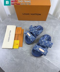 Dép LV Pool Pillow Comfort màu xanh họa tiết monogram nổi bật