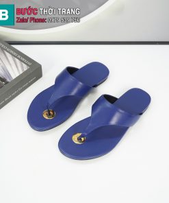 Dép xỏ ngón nữ YSL màu xanh navy phong cách tối giản chất liệu da bê mềm mịn