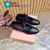 Giày búp bê ballet MIU MIU màu đen da bò cao cấp 2 mắc cài
