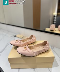 Giày búp bê nữ VALENTINO da mềm dẻo màu hồng nude êm chân