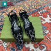 Giày cao gót nữ GUCCI cao cấp kiểu dáng sandal màu đen đính đá đế 4cm