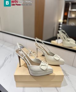 Giày cao gót nữ VALENTINO màu trắng ngà đế nhọn cao 12cm tôn dáng