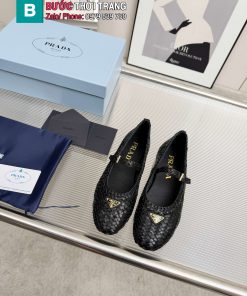 Giày cói da thật nữ PRADA màu đen sang trọng