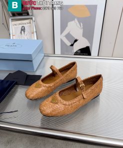Giày cói da thật nữ PRADA màu nâu sang trọng