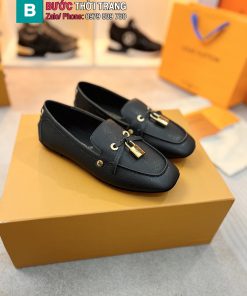 Giày lười LV nữ phong cách basic đế cao su đàn hồi vượt trội đính khóa nổi bật
