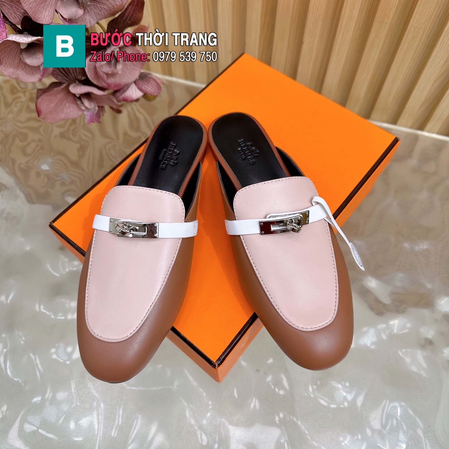 Sục HM da lộn màu nâu be cao cấp khóa xoáy màu vàng nổi bật