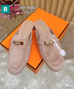 Sục HM da lộn màu nâu nhạt cao cấp  khóa xoáy màu vàng nổi bật