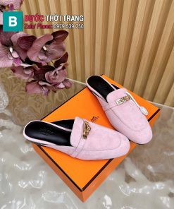 Sục HM da lộn màu be hồng cao cấp  khóa xoáy màu vàng nổi bật