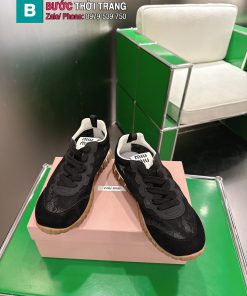 Giày sneaker casual MIU MIU nữ màu đen chất liệu lưới ren thoáng mát