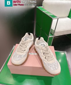 Giày sneaker casual MIU MIU nữ màu trắng chất liệu lưới ren thoáng mát
