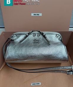 Túi xách MIU MIU dáng vỏ sò cao cấp màu bạc da mềm