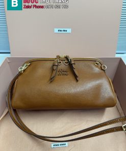 Túi xách MIU MIU dáng vỏ sò cao cấp màu nâu da mềm